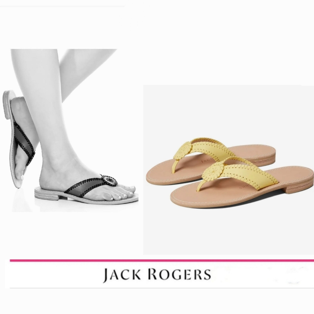 Jack Rogers Light Yellow Leather Sandals